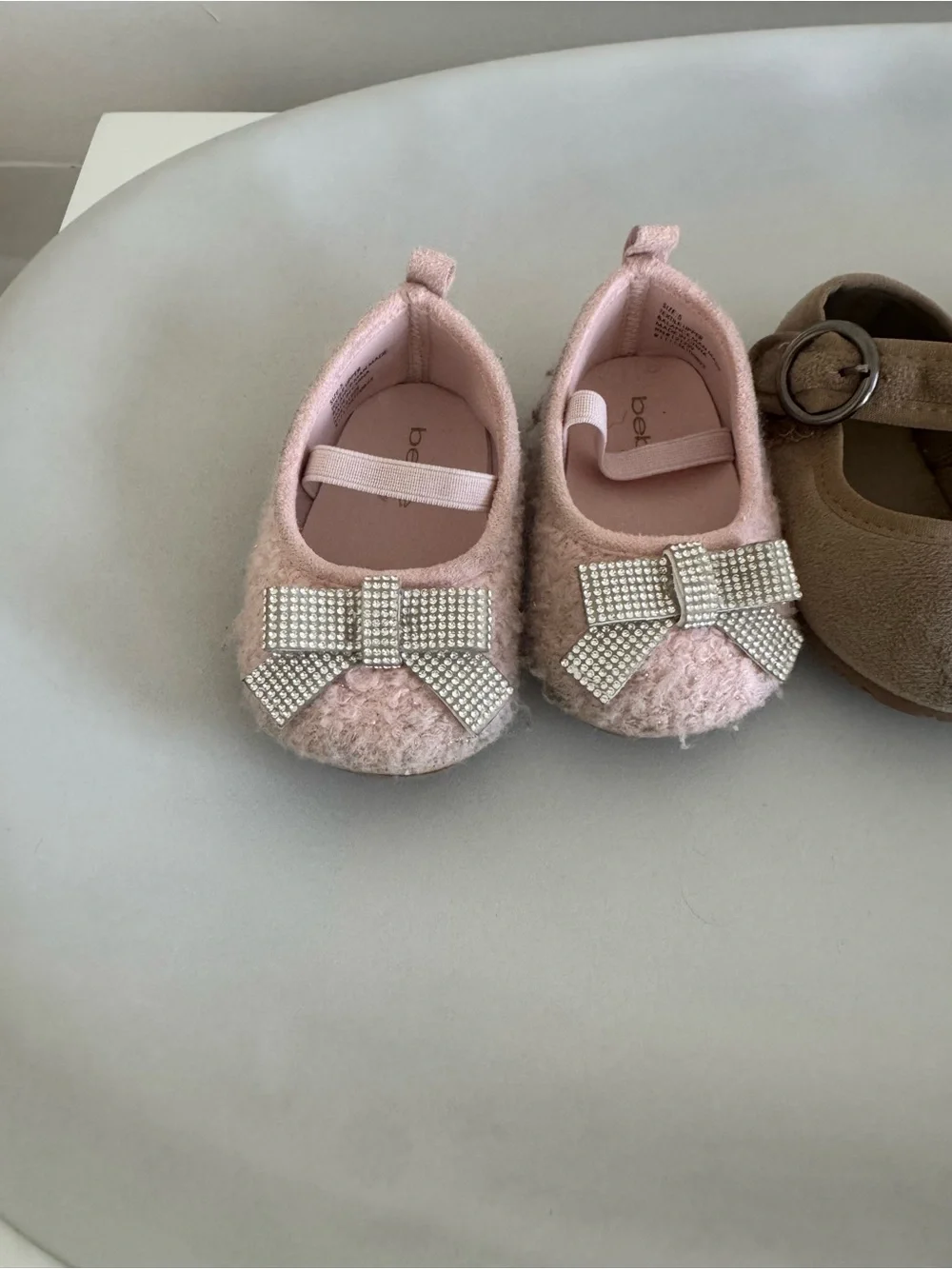 bebe Pink Sparkle Bow Baby Ballet Flats